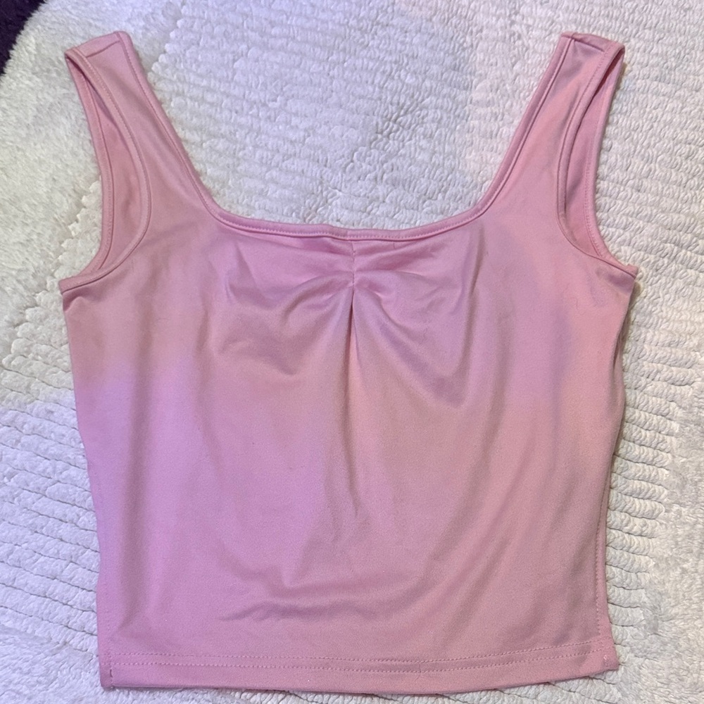 SHEIN Light Pink Scoop Crop Tank